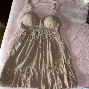 Beige Dress with Crochet Detail